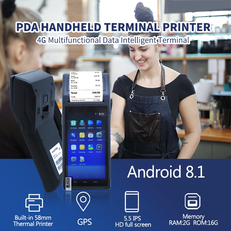 Hot Selling 4G Android Handheld POS Terminal with Receipt Printer for Restaurant