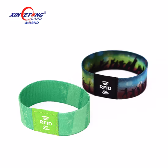 Factory Customized Reusable Elastic Fabric RFID Wristband Polyester Hf NFC Smart Bracelets for Access Control