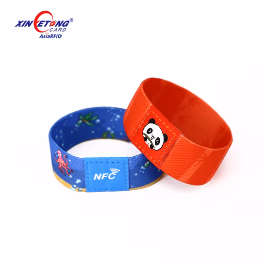 Factory Customized Reusable Elastic Fabric RFID Wristband Polyester Hf NFC Smart Bracelets for Access Control